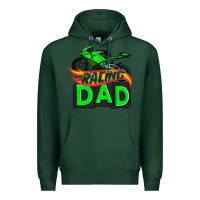 Sports Green racing dad with racing motorcycle Premium Hoodie - AdoDesignShop