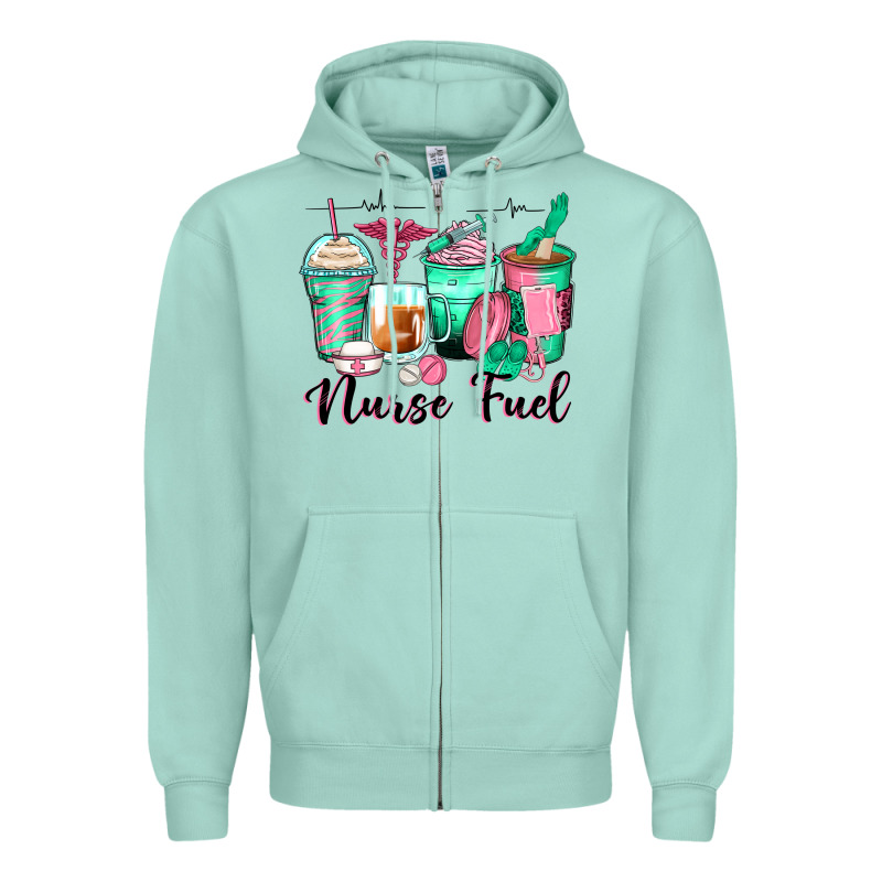 Nurse Fuel Coffee Cups Zipper Hoodie by Zillion Design Studio | Teevron