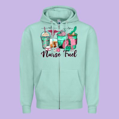 Nurse Fuel Coffee Cups Zipper Hoodie Designed By Zillion Design Studio