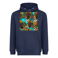 Navy western bison and sunflowers seamless pattern Heavyweight Hoodie - HRA Design Shop