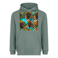 Sage western bison and sunflowers seamless pattern Heavyweight Hoodie - HRA Design Shop