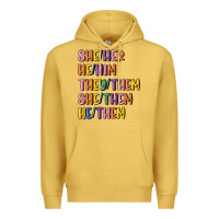 Antique Gold lgbtq pronouns Premium Hoodie - MaliasSmallBusiness