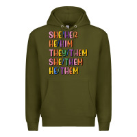 Army Green lgbtq pronouns Premium Hoodie - MaliasSmallBusiness
