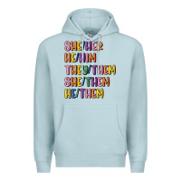 Blue Mist lgbtq pronouns Premium Hoodie - MaliasSmallBusiness