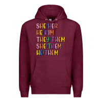 Burgundy lgbtq pronouns Premium Hoodie - MaliasSmallBusiness
