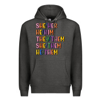 Charcoal Heather lgbtq pronouns Premium Hoodie - MaliasSmallBusiness