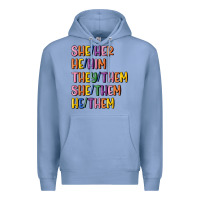Colony Blue lgbtq pronouns Premium Hoodie - MaliasSmallBusiness