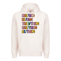 Pale Pink lgbtq pronouns Premium Hoodie - MaliasSmallBusiness