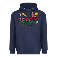 Navy the beach is my happy place Heavyweight Hoodie - CowhideDigitalArt