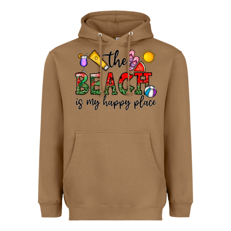 The Beach Is My Happy Place Heavyweight Hoodie by CowhideDigitalArt | Teevron