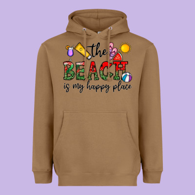 The Beach Is My Happy Place Heavyweight Hoodie Designed By Cowhidedigitalart