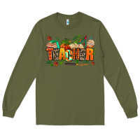 Army Green fall teacher Long Sleeve Tee - AdoDesignShop