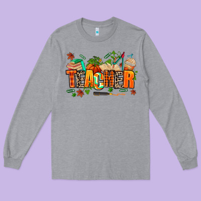 Fall Teacher Long Sleeve Tee Designed By Adodesignshop