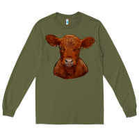 Army Green red angus calf Long Sleeve Tee - RanaPortraitStore