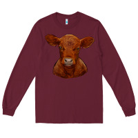 Burgundy red angus calf Long Sleeve Tee - RanaPortraitStore