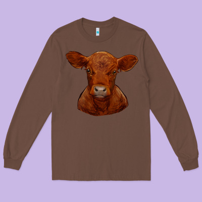 Long Sleeve Tee red angus calf