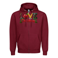 Burgundy love christmas teacher Zipper Hoodie - RanaPortraitStore