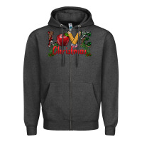 Charcoal Heather love christmas teacher Zipper Hoodie - RanaPortraitStore