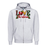 Heather Grey love christmas teacher Zipper Hoodie - RanaPortraitStore