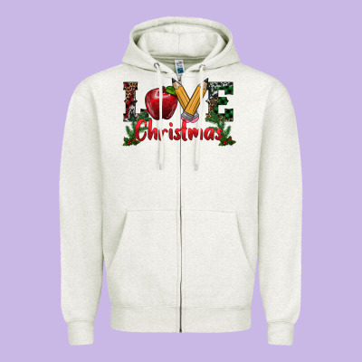 Love Christmas Teacher Zipper Hoodie Designed By Ranaportraitstore