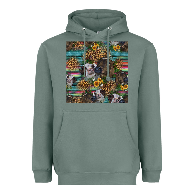 Western Two Cute Heifers Seamless Pattern Heavyweight Hoodie by HRA Design Shop | Teevron