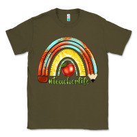 Army Green teacher life with rainbow Classic Tee - texasbilliewilder