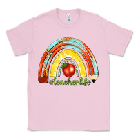 Bubblegum Pink teacher life with rainbow Classic Tee - texasbilliewilder
