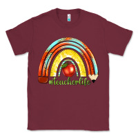 Burgundy teacher life with rainbow Classic Tee - texasbilliewilder