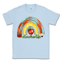 Dusty Blue teacher life with rainbow Classic Tee - texasbilliewilder