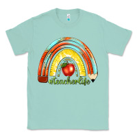 Seafoam teacher life with rainbow Classic Tee - texasbilliewilder