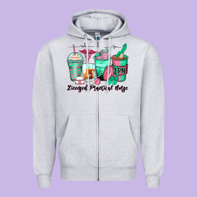 Licensed Practical Nurse Coffee Cups Zipper Hoodie Designed By Zillion Design Studio