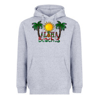 Heather Grey aloha beaches Heavyweight Hoodie - CowhideDigitalArt