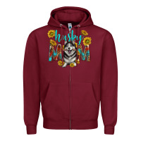 Burgundy western alaskan husky mom Zipper Hoodie - texasbilliewilder
