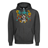 Charcoal Heather western alaskan husky mom Zipper Hoodie - texasbilliewilder