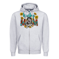 Heather Grey western alaskan husky mom Zipper Hoodie - texasbilliewilder