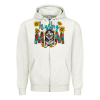 Oatmeal Heather western alaskan husky mom Zipper Hoodie - texasbilliewilder