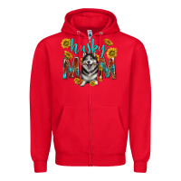 Red western alaskan husky mom Zipper Hoodie - texasbilliewilder