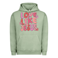 Pigment Oil Green love like jesus Urban Hoodie - MaliasSmallBusiness