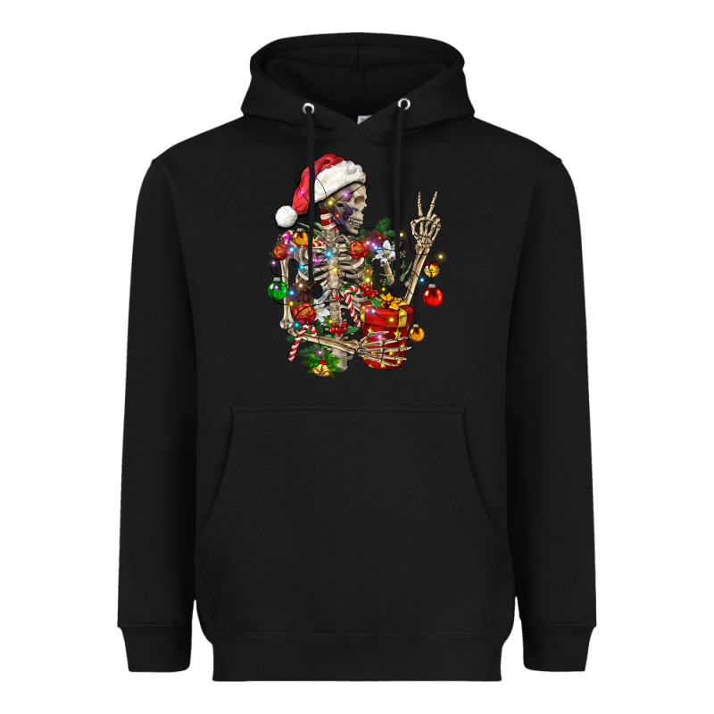 Christmas Lights And Skeleton Heavyweight Hoodie by FaDigitalArtStudio | Teevron