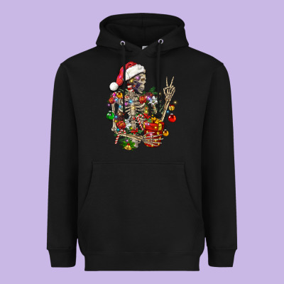 Christmas Lights And Skeleton Heavyweight Hoodie Designed By Fadigitalartstudio