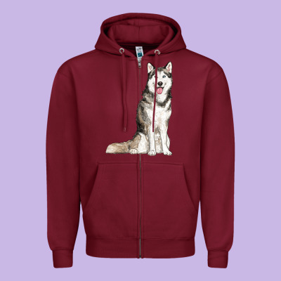 Husky Zipper Hoodie Designed By Ranaportraitstore