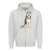 Dove Grey husky Zipper Hoodie - RanaPortraitStore