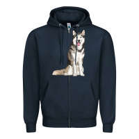 Navy husky Zipper Hoodie - RanaPortraitStore