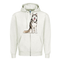 Oatmeal Heather husky Zipper Hoodie - RanaPortraitStore