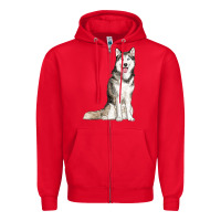 Red husky Zipper Hoodie - RanaPortraitStore