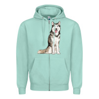 Seafoam husky Zipper Hoodie - RanaPortraitStore