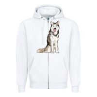 White husky Zipper Hoodie - RanaPortraitStore