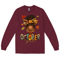 Burgundy october girl afro woman fall Long Sleeve Tee - texasbilliewilder