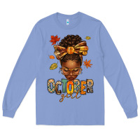 Colony Blue october girl afro woman fall Long Sleeve Tee - texasbilliewilder