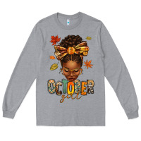 Heather Grey october girl afro woman fall Long Sleeve Tee - texasbilliewilder